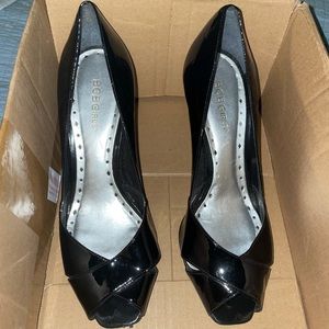 Black peep toe pumps